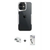MARSİLYAN™- iPhone 11 Kılıf Akış Çizgi Koleksiyonu - Şeffaf Uv Polymer Nano Ekran Koruyucu + Pers Alüminyum Kamera Lens - YL