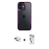 MARSİLYAN™- iPhone 11 Kılıf Akış Çizgi Koleksiyonu - Şeffaf Uv Polymer Nano Ekran Koruyucu + Pers Alüminyum Kamera Lens - YL