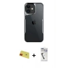 MARSİLYAN™- iPhone 11 Kılıf Akış Çizgi Koleksiyonu - Şeffaf Uv Polymer Nano Ekran Koruyucu + Rainbow Kamera Lens Koruma Cam - KI
