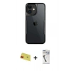 MARSİLYAN™- iPhone 11 Kılıf Akış Çizgi Koleksiyonu - Şeffaf Uv Polymer Nano Ekran Koruyucu + Rainbow Kamera Lens Koruma Cam - KI