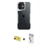 MARSİLYAN™- iPhone 11 Kılıf Akış Çizgi Koleksiyonu - Şeffaf Uv Polymer Nano Ekran Koruyucu + Rainbow Kamera Lens Koruma Cam - KI