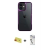 MARSİLYAN™- iPhone 11 Kılıf Akış Çizgi Koleksiyonu - Şeffaf Uv Polymer Nano Ekran Koruyucu + Rainbow Kamera Lens Koruma Cam - KI