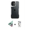 MARSİLYAN™- iPhone 11 Kılıf Akış Çizgi Koleksiyonu - Şeffaf Uv Polymer Nano Ekran Koruyucu + Raze Metal Kamera Lens - KI