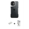 MARSİLYAN™- iPhone 11 Kılıf Akış Çizgi Koleksiyonu - Şeffaf Uv Polymer Nano Ekran Koruyucu + Renkli Kamera Lens Koruma Cam - PE