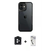 MARSİLYAN™- iPhone 11 Kılıf Akış Çizgi Koleksiyonu - Şeffaf Uv Polymer Nano Ekran Koruyucu + PVD Metal Kamera Lens - SH