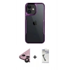 MARSİLYAN™- iPhone 11 Kılıf Akış Çizgi Koleksiyonu - Şeffaf Uv Polymer Nano Ekran Koruyucu + Siyah Raze Metal Kamera Lens