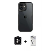 MARSİLYAN™- iPhone 11 Kılıf Akış Çizgi Koleksiyonu - Şeffaf Uv Polymer Nano Ekran Koruyucu + PVD Metal Kamera Lens - TU