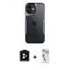 MARSİLYAN™- iPhone 11 Kılıf Akış Çizgi Koleksiyonu - Şeffaf Uv Polymer Nano Ekran Koruyucu + PVD Metal Kamera Lens - TU