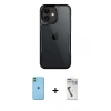 MARSİLYAN™- iPhone 11 Kılıf Akış Çizgi Koleksiyonu - Şeffaf Uv Polymer Nano Ekran Koruyucu + Neon Fosforlu Kamera Lens - YL