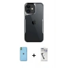 MARSİLYAN™- iPhone 11 Kılıf Akış Çizgi Koleksiyonu - Şeffaf Uv Polymer Nano Ekran Koruyucu + Neon Fosforlu Kamera Lens - YL