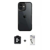 MARSİLYAN™- iPhone 11 Kılıf Akış Çizgi Koleksiyonu - Şeffaf Uv Polymer Nano Ekran Koruyucu + Yeşil PVD Metal Kamera Lens