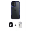 MARSİLYAN™- iPhone 11 Kılıf Akış Çizgi Koleksiyonu - Şeffaf Uv Polymer Nano Ekran Koruyucu + Yeşil PVD Metal Kamera Lens