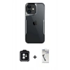 MARSİLYAN™- iPhone 11 Kılıf Akış Çizgi Koleksiyonu - Şeffaf Uv Polymer Nano Ekran Koruyucu + Yeşil PVD Metal Kamera Lens