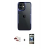 MARSİLYAN™- iPhone 11 Kılıf Akış Çizgi Koleksiyonu - Siyah 34D Hayalet Izgaralı Cam + Pers Alüminyum Kamera Lens - KI