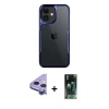 MARSİLYAN™- iPhone 11 Kılıf Akış Çizgi Koleksiyonu - Siyah 360 Mat Full Body Arka Koruyucu + Raze Metal Kamera Lens - MR