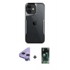 MARSİLYAN™- iPhone 11 Kılıf Akış Çizgi Koleksiyonu - Siyah 360 Mat Full Body Arka Koruyucu + Raze Metal Kamera Lens - MR