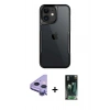 MARSİLYAN™- iPhone 11 Kılıf Akış Çizgi Koleksiyonu - Siyah 360 Mat Full Body Arka Koruyucu + Raze Metal Kamera Lens - MR
