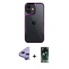 MARSİLYAN™- iPhone 11 Kılıf Akış Çizgi Koleksiyonu - Siyah 360 Mat Full Body Arka Koruyucu + Raze Metal Kamera Lens - MR