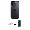 MARSİLYAN™- iPhone 11 Kılıf Akış Çizgi Koleksiyonu - Siyah 360 Mat Full Body Arka Koruyucu + Renkli Kamera Lens Koruma Cam - PE