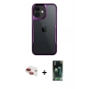 MARSİLYAN™- iPhone 11 Kılıf Akış Çizgi Koleksiyonu - Siyah 360 Mat Full Body Arka Koruyucu + Pers Alüminyum Kamera Lens - KI