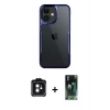 MARSİLYAN™- iPhone 11 Kılıf Akış Çizgi Koleksiyonu - Siyah 360 Mat Full Body Arka Koruyucu + Siyah PVD Metal Kamera Lens