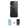 MARSİLYAN™- iPhone 11 Kılıf Akış Çizgi Koleksiyonu - Siyah 360 Mat Full Body Arka Koruyucu + Neon Fosforlu Kamera Lens - YL