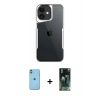 MARSİLYAN™- iPhone 11 Kılıf Akış Çizgi Koleksiyonu - Siyah 360 Mat Full Body Arka Koruyucu + Neon Fosforlu Kamera Lens - YL