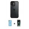 MARSİLYAN™- iPhone 11 Kılıf Akış Çizgi Koleksiyonu - Siyah 360 Mat Full Body Arka Koruyucu + Neon Fosforlu Kamera Lens - YL