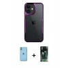 MARSİLYAN™- iPhone 11 Kılıf Akış Çizgi Koleksiyonu - Siyah 360 Mat Full Body Arka Koruyucu + Neon Fosforlu Kamera Lens - YL