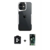 MARSİLYAN™- iPhone 11 Kılıf Akış Çizgi Koleksiyonu - Siyah 360 Mat Full Body Arka Koruyucu + Yeşil PVD Metal Kamera Lens