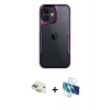 MARSİLYAN™- iPhone 11 Kılıf Akış Çizgi Koleksiyonu - Siyah 3D Antistatik Cam Ekran Koruyucu + Pers Alüminyum Kamera Lens - GD