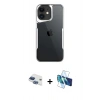 MARSİLYAN™- iPhone 11 Kılıf Akış Çizgi Koleksiyonu - Siyah 3D Antistatik Cam Ekran Koruyucu + Pers Alüminyum Kamera Lens - LT