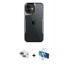 MARSİLYAN™- iPhone 11 Kılıf Akış Çizgi Koleksiyonu - Siyah 3D Antistatik Cam Ekran Koruyucu + Pers Alüminyum Kamera Lens - LT