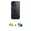 MARSİLYAN™- iPhone 11 Kılıf Akış Çizgi Koleksiyonu - Siyah 3D Antistatik Cam Ekran Koruyucu + Rainbow Kamera Lens Koruma Cam - KI