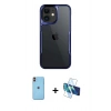 MARSİLYAN™- iPhone 11 Kılıf Akış Çizgi Koleksiyonu - Siyah 3D Antistatik Cam Ekran Koruyucu + Neon Fosforlu Kamera Lens - TU