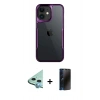 MARSİLYAN™- iPhone 11 Kılıf Akış Çizgi Koleksiyonu - Siyah 3D Antistatik Hayalet Cam Ekran Koruyucu + Raze Metal Kamera Lens - MI