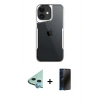 MARSİLYAN™- iPhone 11 Kılıf Akış Çizgi Koleksiyonu - Siyah 3D Antistatik Hayalet Cam Ekran Koruyucu + Raze Metal Kamera Lens - MI