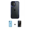 MARSİLYAN™- iPhone 11 Kılıf Akış Çizgi Koleksiyonu - Siyah 3D Antistatik Hayalet Cam Ekran Koruyucu + Neon Fosforlu Kamera Lens - MI