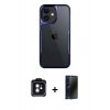 MARSİLYAN™- iPhone 11 Kılıf Akış Çizgi Koleksiyonu - Siyah 3D Antistatik Hayalet Cam Ekran Koruyucu + PVD Metal Kamera Lens - SH