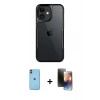 MARSİLYAN™- iPhone 11 Kılıf Akış Çizgi Koleksiyonu - Siyah 3D Antistatik Mat Seramik Nano Ekran Koruyucu + Neon Fosforlu Kamera Lens - TU