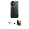 MARSİLYAN™- iPhone 11 Kılıf Akış Çizgi Koleksiyonu - Siyah 3D Antistatik Mat Seramik Nano Ekran Koruyucu + Pers Alüminyum Kamera Lens - GD