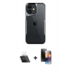 MARSİLYAN™- iPhone 11 Kılıf Akış Çizgi Koleksiyonu - Siyah 3D Antistatik Mat Seramik Nano Ekran Koruyucu + Kamera Lens Koruma Cam - SF