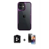 MARSİLYAN™- iPhone 11 Kılıf Akış Çizgi Koleksiyonu - Siyah 3D Antistatik Mat Seramik Nano Ekran Koruyucu + PVD Metal Kamera Lens - TU