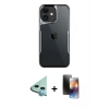 MARSİLYAN™- iPhone 11 Kılıf Akış Çizgi Koleksiyonu - Siyah 3D Antistatik Mat Seramik Nano Ekran Koruyucu + Raze Metal Kamera Lens - MI