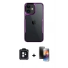 MARSİLYAN™- iPhone 11 Kılıf Akış Çizgi Koleksiyonu - Siyah 3D Antistatik Mat Seramik Nano Ekran Koruyucu + Siyah PVD Metal Kamera Lens
