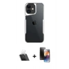 MARSİLYAN™- iPhone 11 Kılıf Akış Çizgi Koleksiyonu - Siyah 3D Antistatik Mat Seramik Nano Ekran Koruyucu + Kamera Lens Koruma Cam - SF