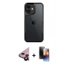 MARSİLYAN™- iPhone 11 Kılıf Akış Çizgi Koleksiyonu - Siyah 3D Antistatik Mat Seramik Nano Ekran Koruyucu + Raze Metal Kamera Lens - SH