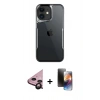 MARSİLYAN™- iPhone 11 Kılıf Akış Çizgi Koleksiyonu - Siyah 3D Antistatik Mat Seramik Nano Ekran Koruyucu + Raze Metal Kamera Lens - SH