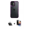 MARSİLYAN™- iPhone 11 Kılıf Akış Çizgi Koleksiyonu - Siyah 3D Antistatik Mat Seramik Nano Ekran Koruyucu + Kamera Lens Koruma Cam - SF