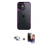 MARSİLYAN™- iPhone 11 Kılıf Akış Çizgi Koleksiyonu - Siyah 3D Antistatik Mat Seramik Nano Ekran Koruyucu + Pers Alüminyum Kamera Lens - LT